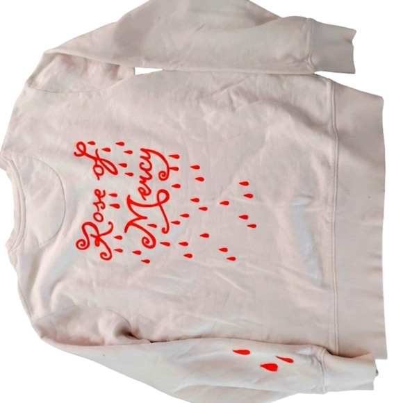 Rose Of Mercy | Pink Crew Neck Sweatshirt with Wolf Design | Size Medium - Picture 7 of 10